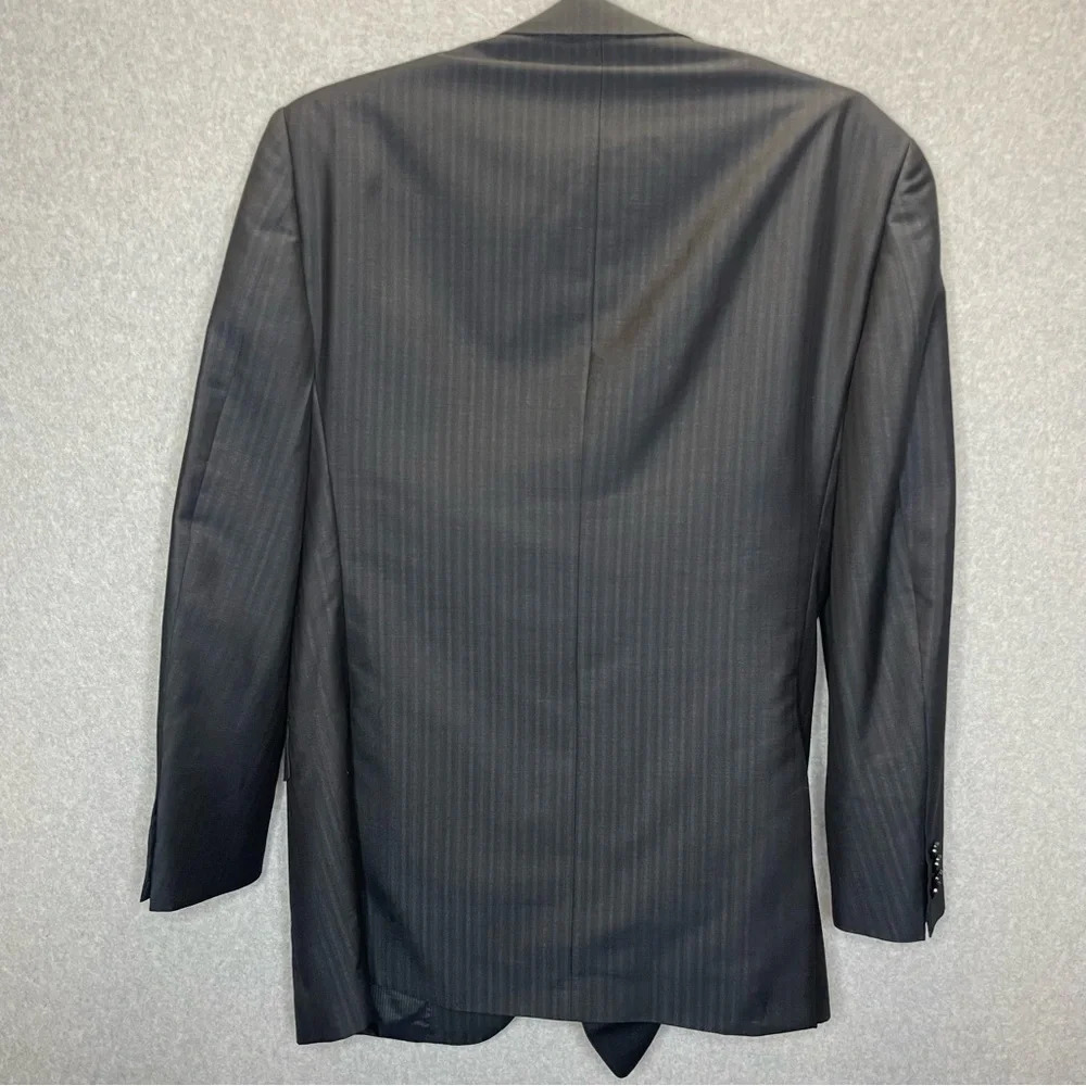 Ermenegildo Zegna Summer Trofeo Mohair Wool Silk Black Pinstriped Blazer Jacket - Picture 5 of 7